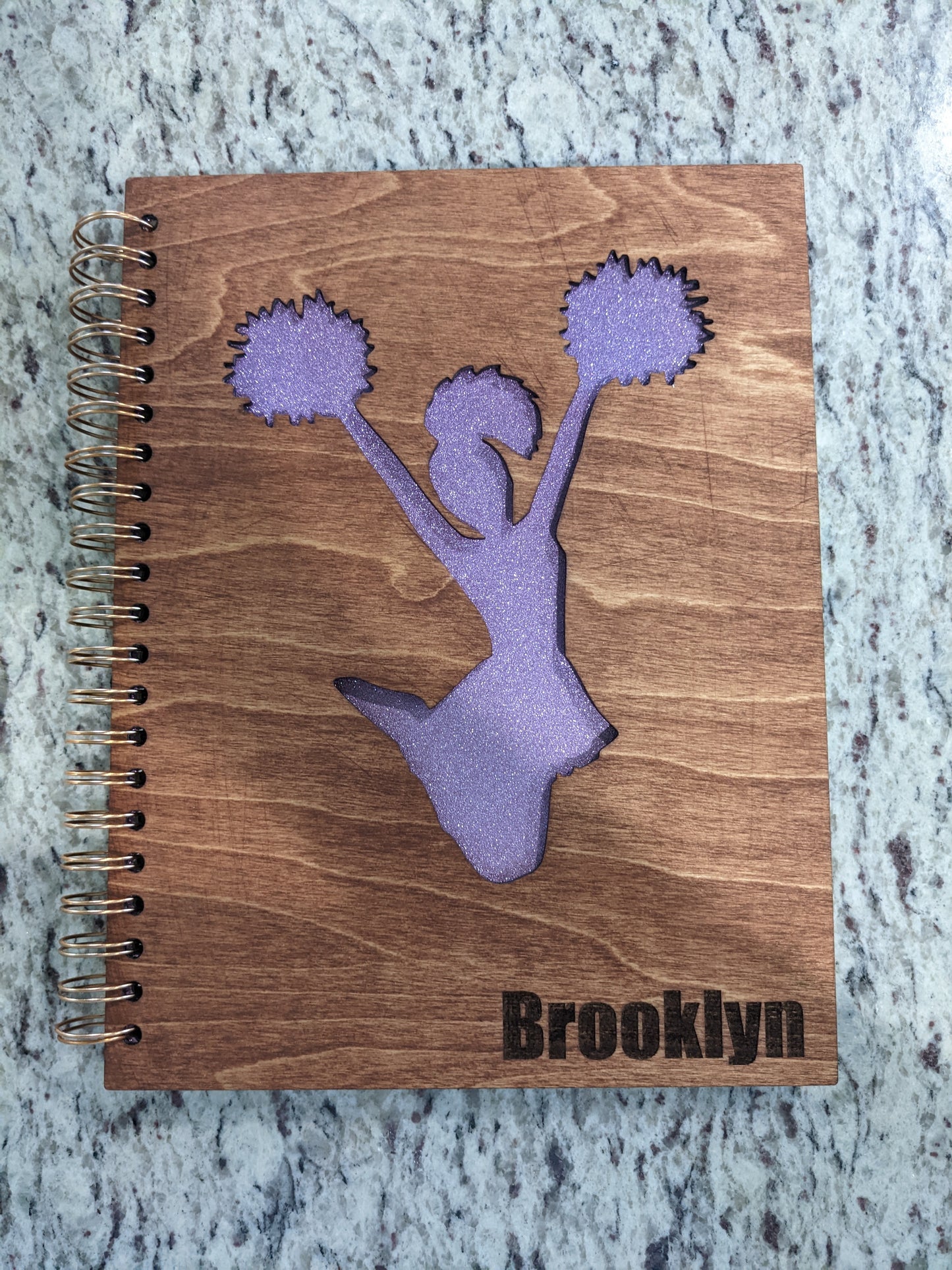 Personalized Cheer Woodbound Notebook