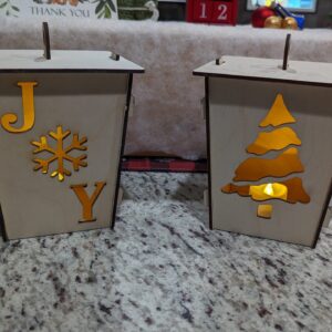 Christmas Tea Light Wooden Lantern Decoration